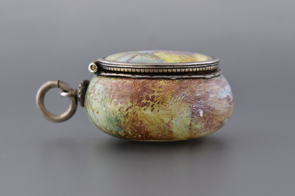 Enamel Vinaigrette with Garden Scenes
