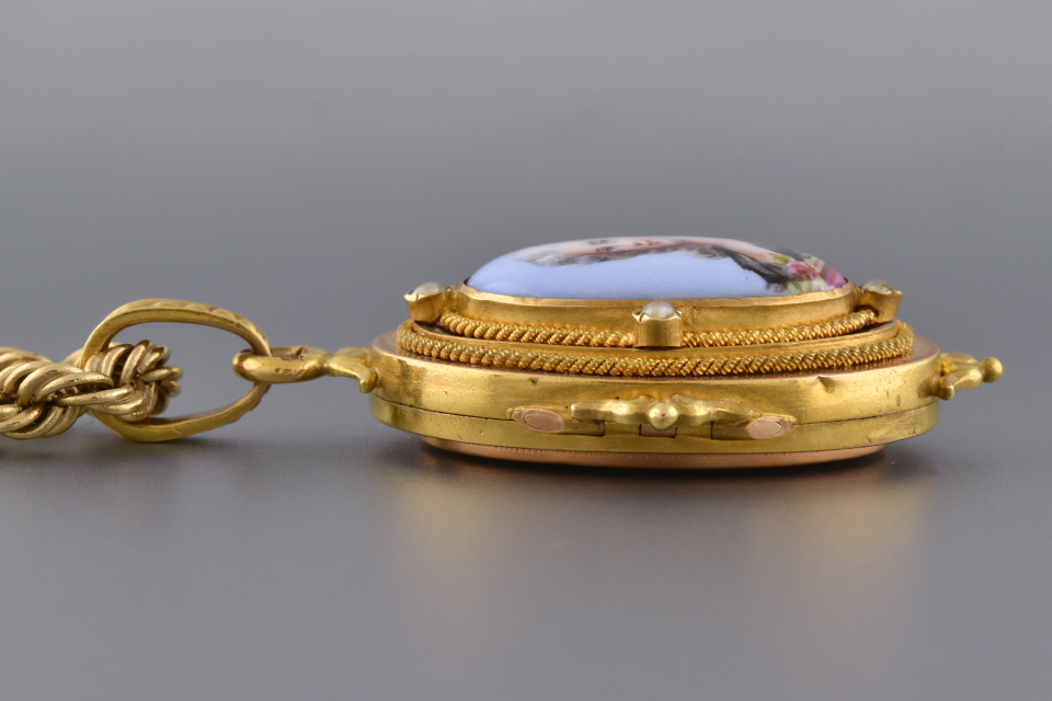Victorian Enamel Painting Locket Pendant
