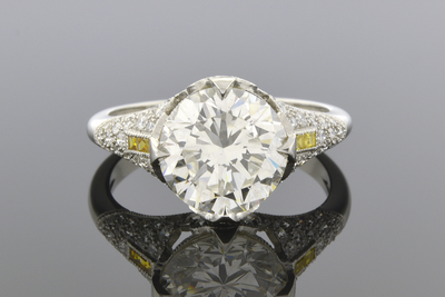 Engagement Ring with Yellow Diamond Trim Engagement Ring with Yellow Diamond Trim