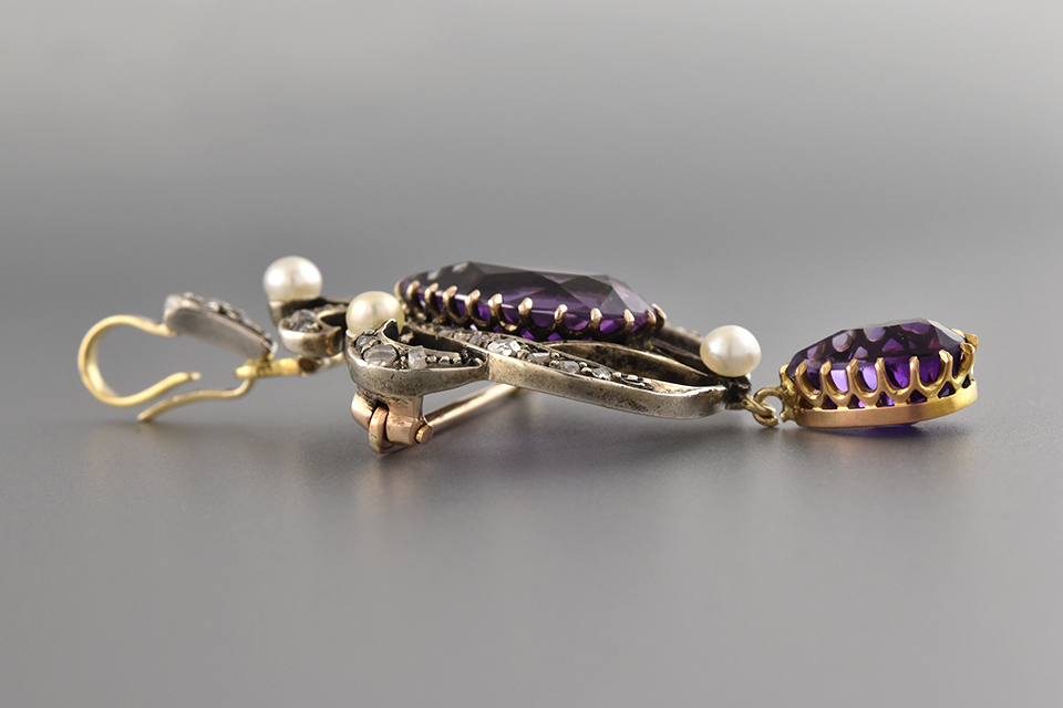 Early Victorian Amethyst Pendant Brooch