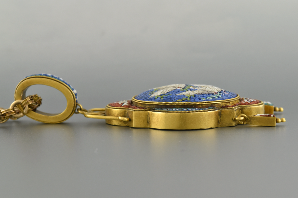 Micro Mosaic Pendant with Pair of Doves