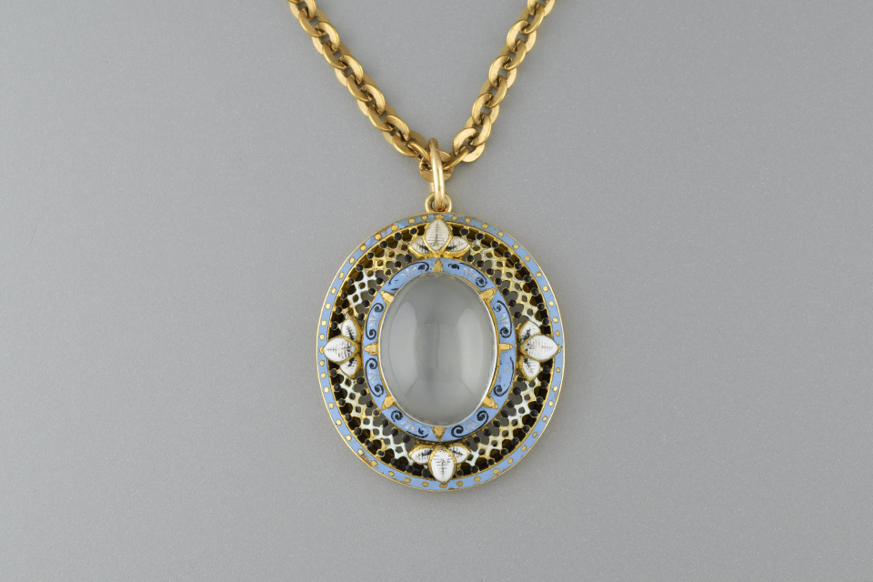 Victorian Enamel and Moonstone Pendant