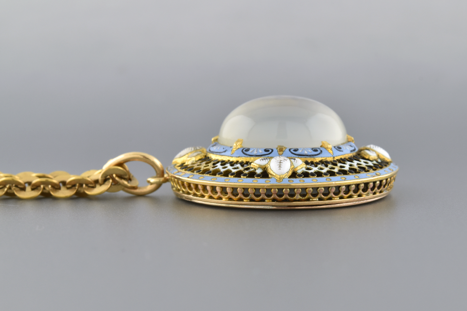 Victorian Enamel and Moonstone Pendant