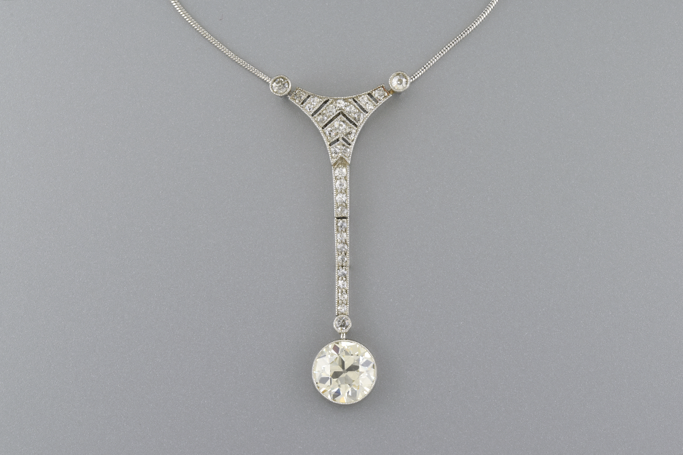 Art Deco Long Diamond Necklace