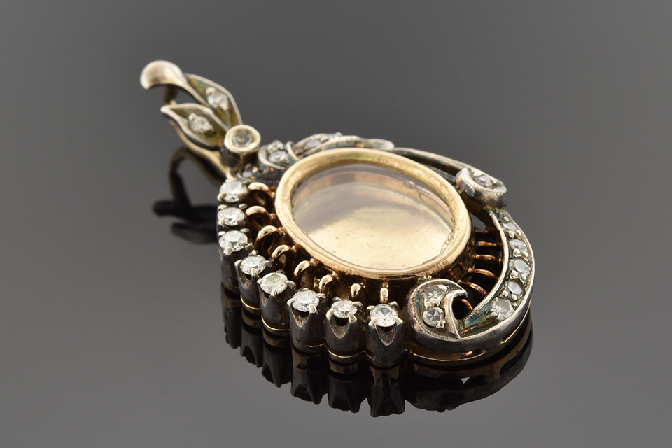 Item #1444 Victorian Two Tone Diamond Locket 1444