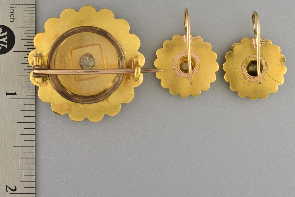 Victorian Diamond Brooch And Earring Suite