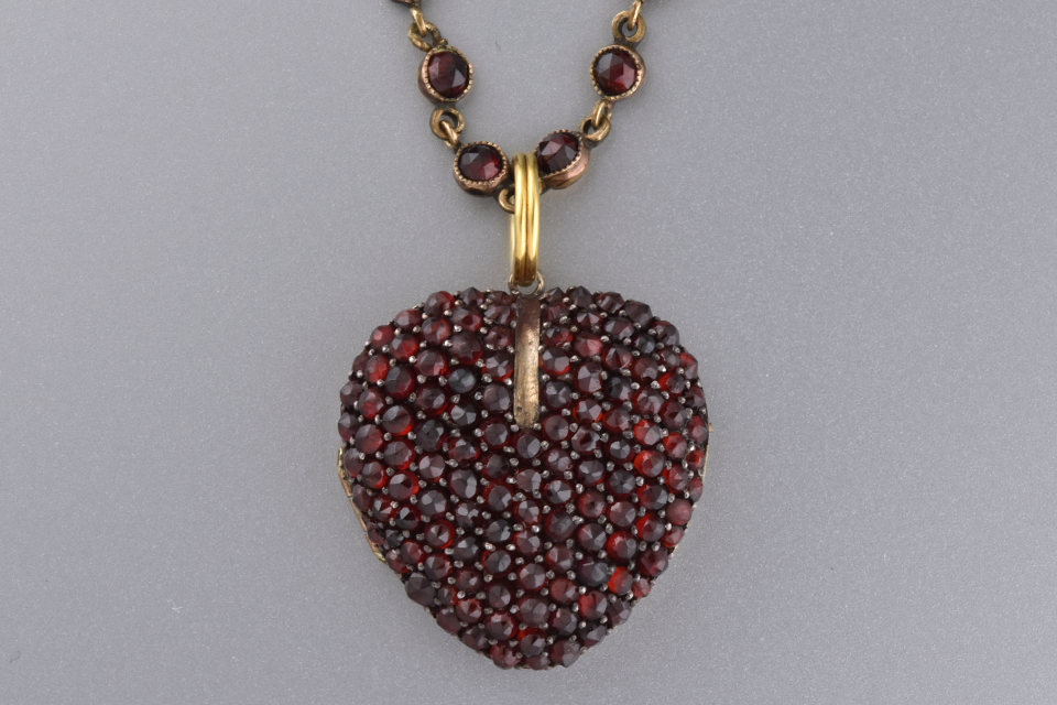 Georgian Garnet Heart Necklace