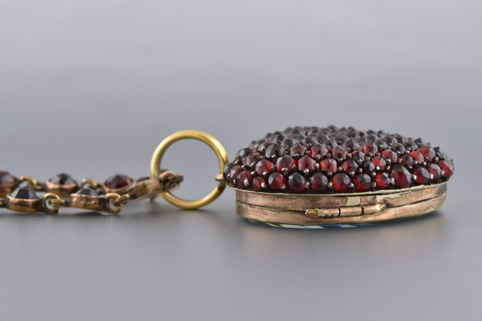 Georgian Garnet Heart Necklace