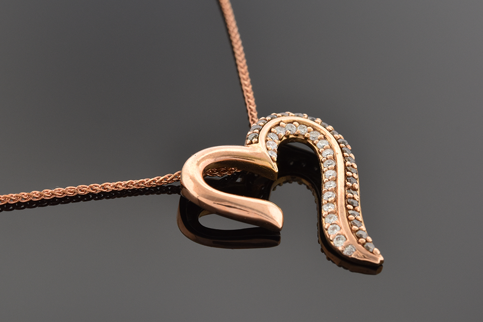 Item #1532 Rose Gold Colored Diamonds Heart Pendant 1532