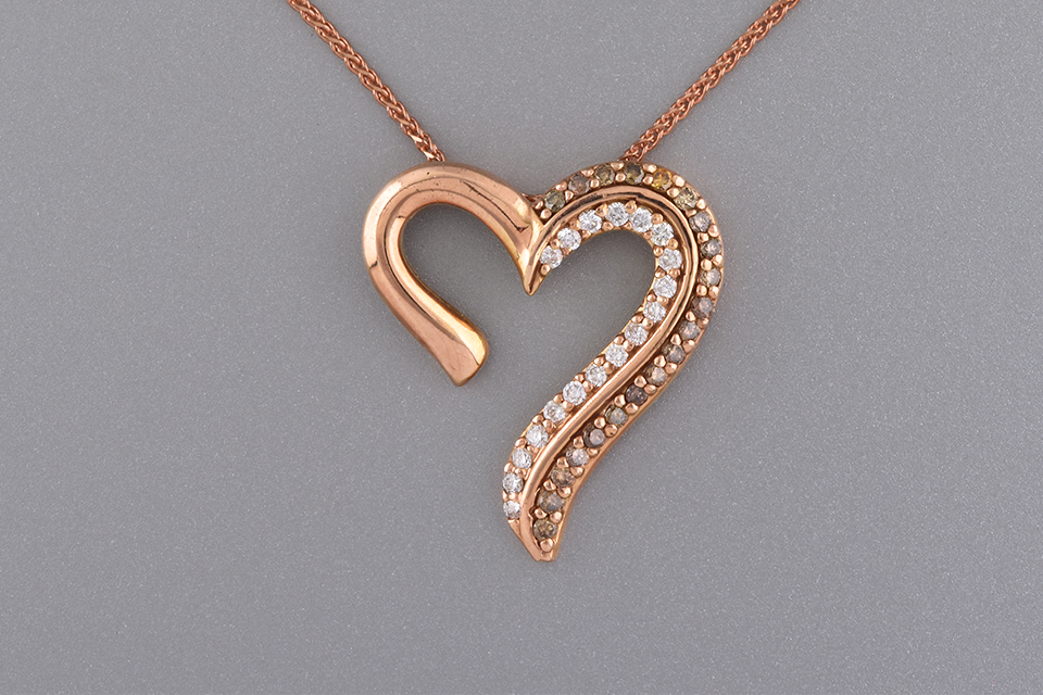 Rose Gold Colored Diamonds Heart Pendant