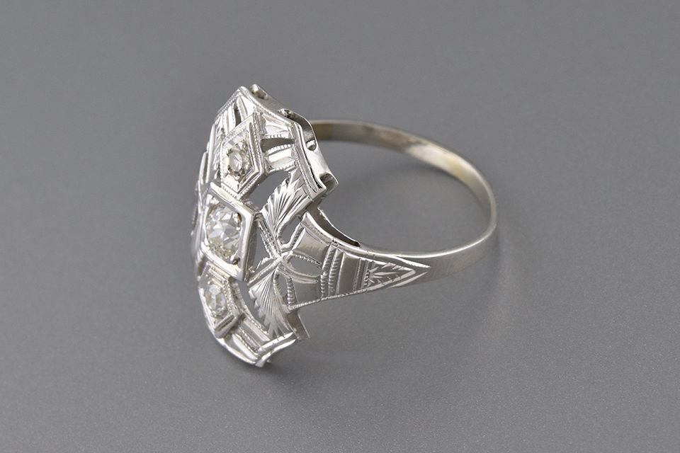 Low Profile Art Deco Diamond Ring