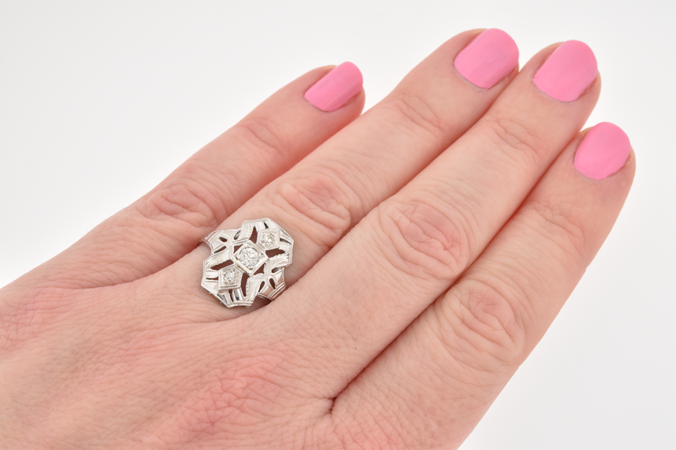 Low Profile Art Deco Diamond Ring