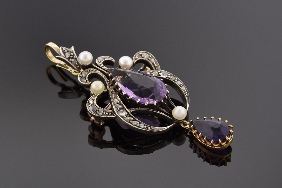 Item #4454 Early Victorian Amethyst Pendant/Brooch 4454