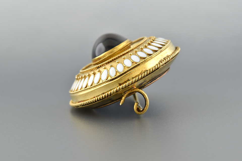 Victorian Garnet Pin with Enamel