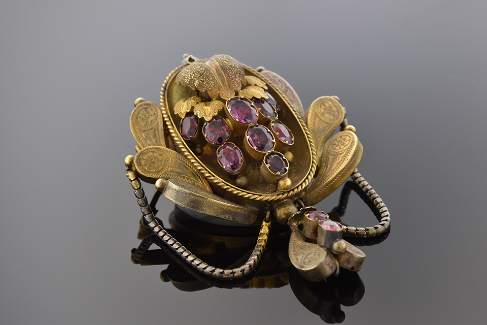 Item #5164 Leaf and Gem Victorian Brooch 5164