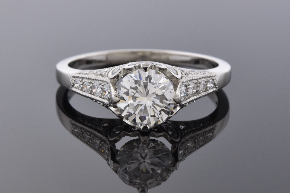 Item # 4762 Engagement Ring with Bezel Set Diamond Accents 4762