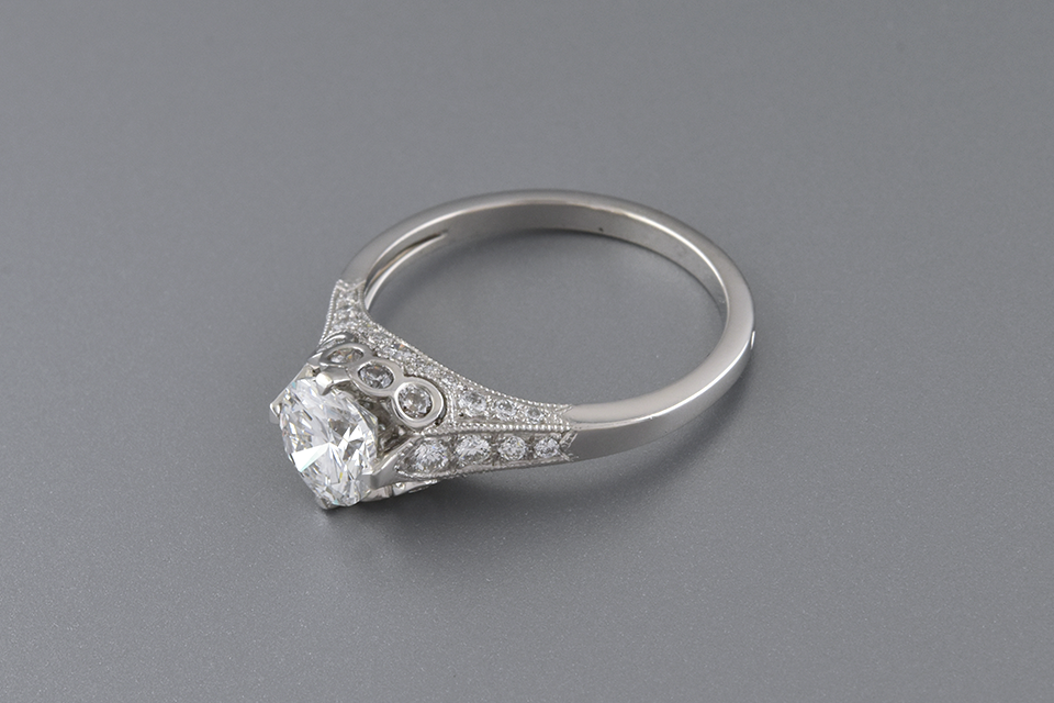 Engagement Ring with Bezel Set Diamond Accents