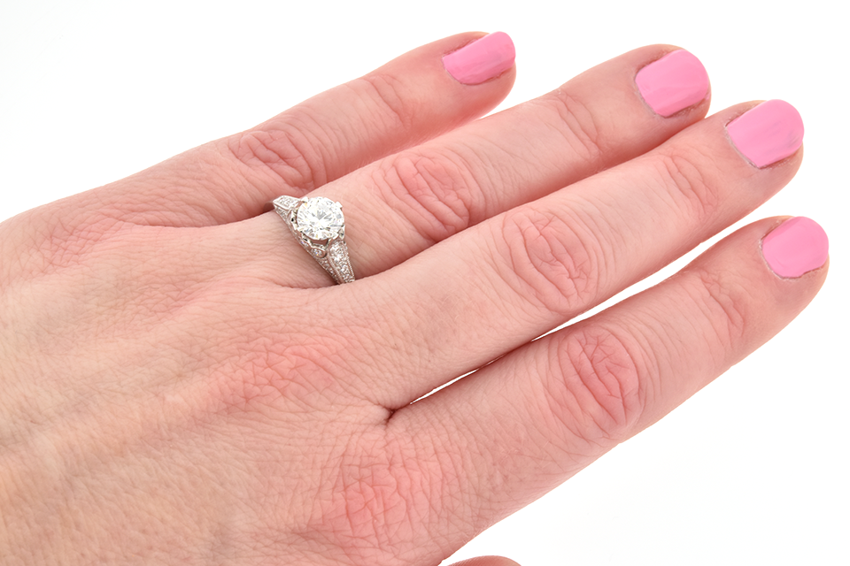 Engagement Ring with Bezel Set Diamond Accents