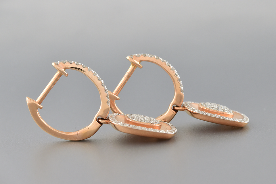 Rose Gold Pave Diamond Earrings