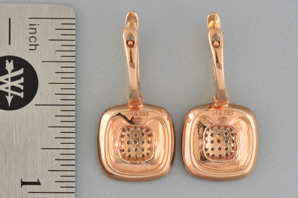 Rose Gold Pave Diamond Earrings
