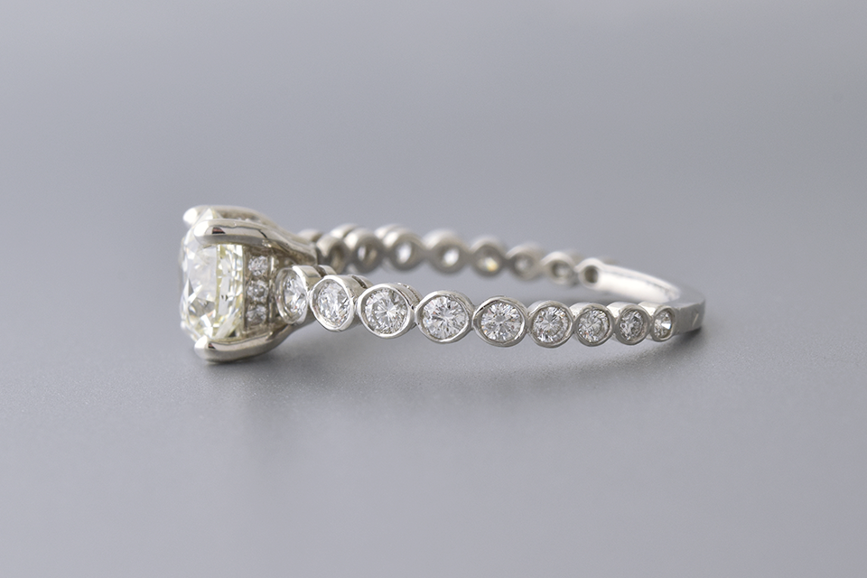 1.21 Carat Diamond Engagement Ring with Bezel Set Shank