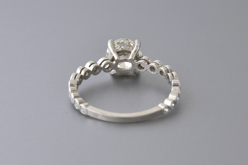 1.21 Carat Diamond Engagement Ring with Bezel Set Shank