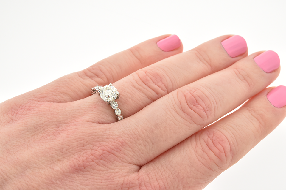 1.21 Carat Diamond Engagement Ring with Bezel Set Shank