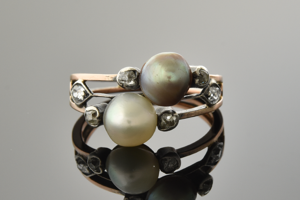Item #5593 Georgian Pearl and Diamond Ring 5593