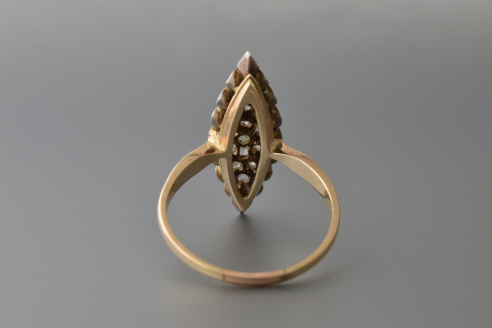 Antique Rose Cut Diamond Navette Ring