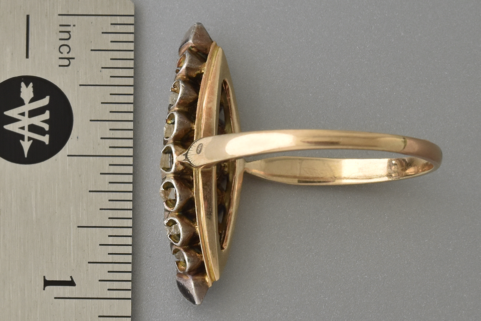 Antique Rose Cut Diamond Navette Ring