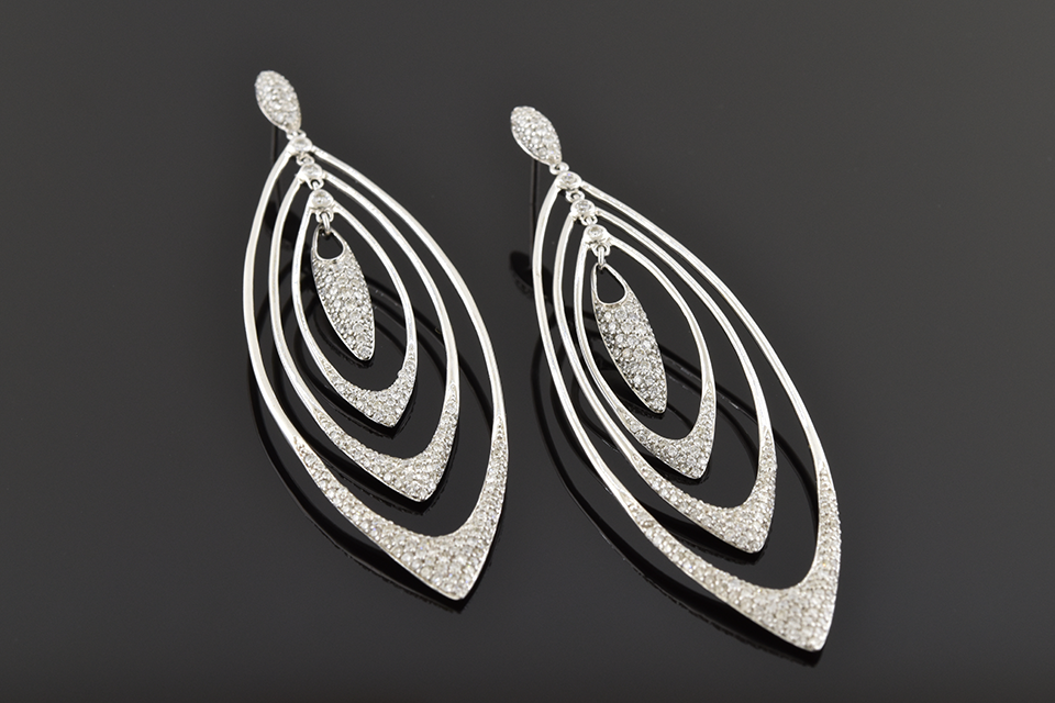 Item #5321 Long Loops Diamond Dangle Earrings 5321