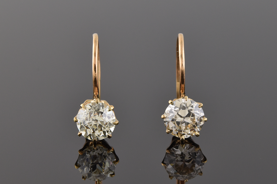 Item #11287 Antique Solitaire Drop Earrings 11287
