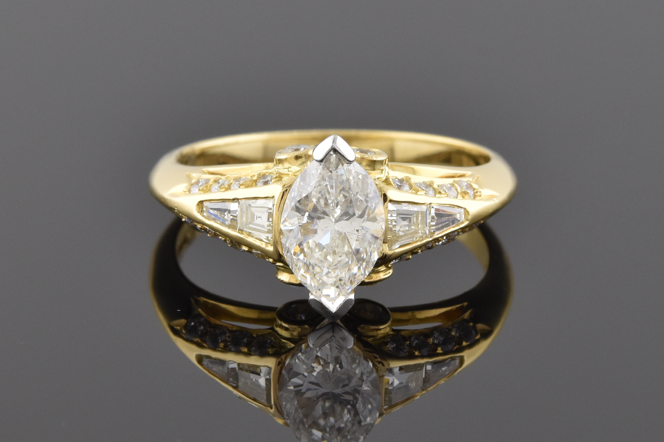 Item #6048 English Made Ring With A Marquise Diamond 6048