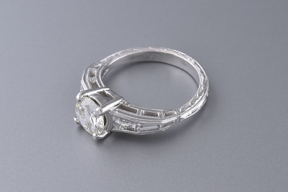 Engagement Ring With Vintage Inspired Engraving