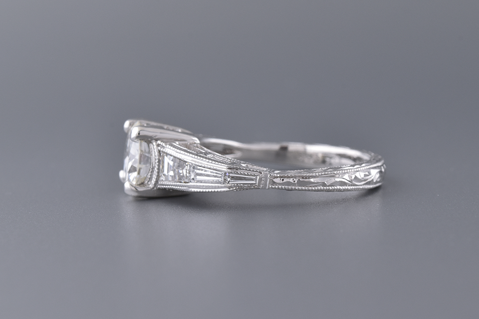 Engagement Ring With Vintage Inspired Engraving