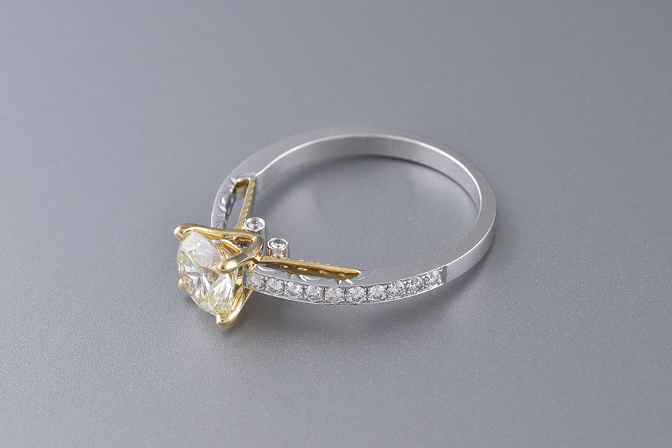 Two Toned Diamond Engagement Ring