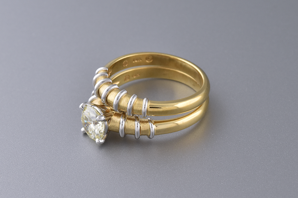 Wedding Set with Artistic Platinum Wire Detail