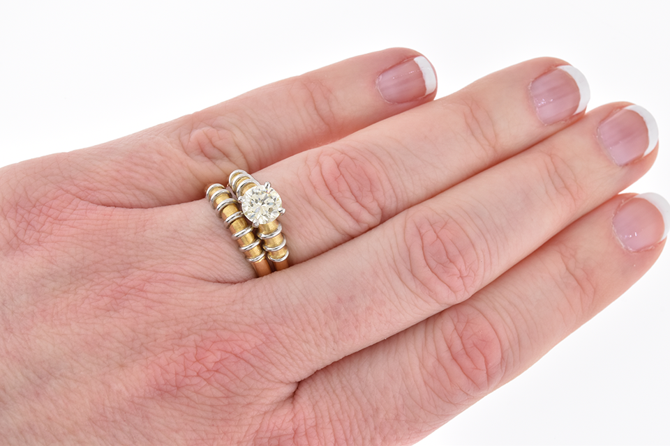 Wedding Set with Artistic Platinum Wire Detail