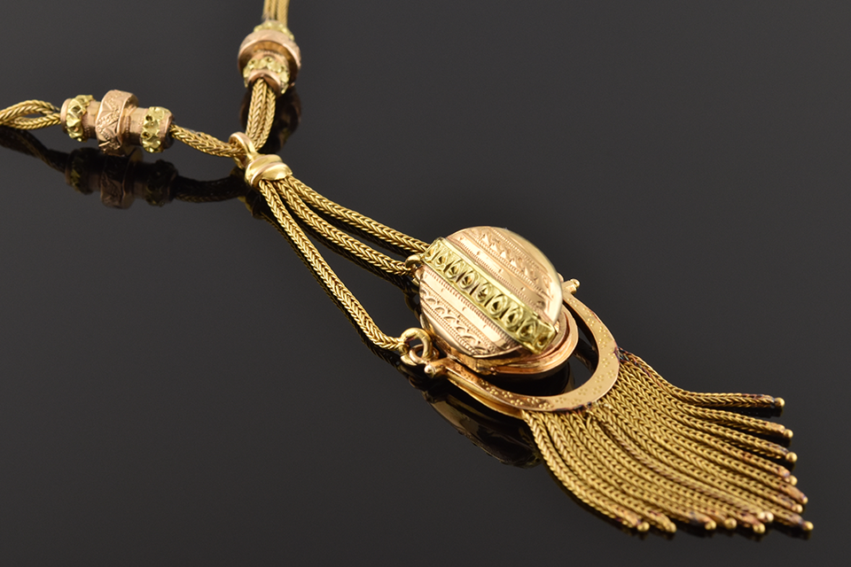 Item #11288 Antique Necklace with Decorative Tassel Locket 11288