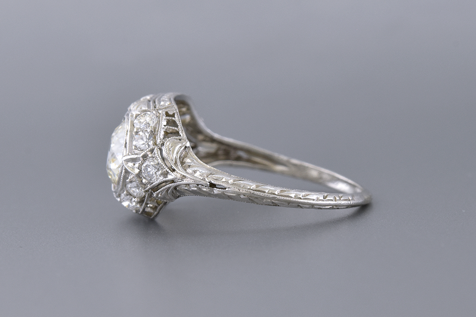 Art Deco Ring with Two Old European Cut Diamonds