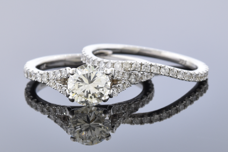 Item #10234 Split Shank Diamond Engagement Ring with Matching Band 10234