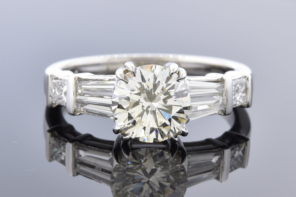 Item #11112 Baguette Accented 1.58 Carat Diamond Engagement Ring 11112