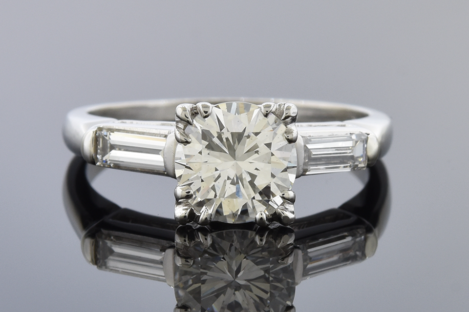 Item #10251 Classic Baguette Accented Diamond Engagement Ring 10251