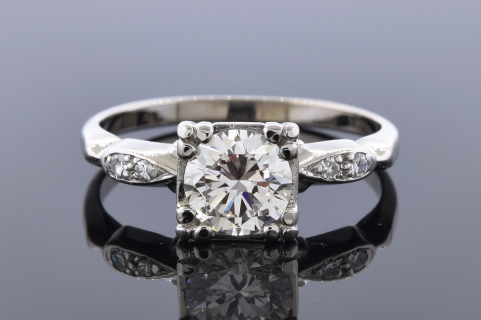 Item #12100 Vintage .91 Carat Diamond Engagement Ring 12100