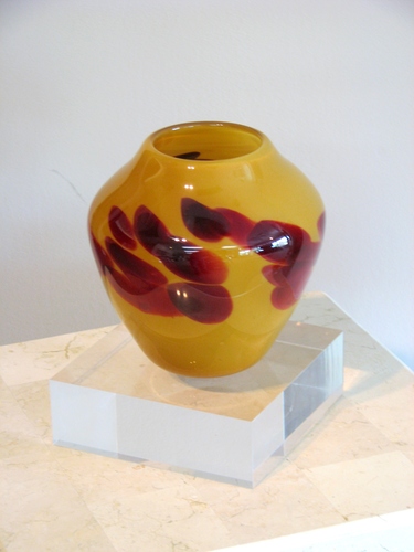 Caramel And Red Blown Glass Bowl By Steve Goodridge