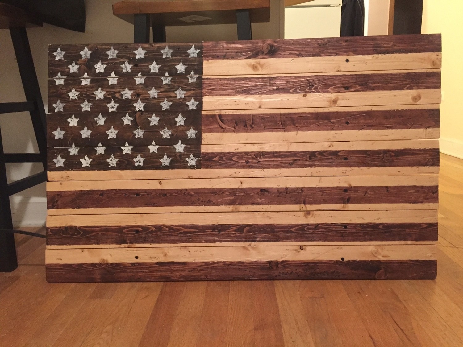 Wooden American Flag Wall Decor W 3 Colors Of Stain 40 X 24