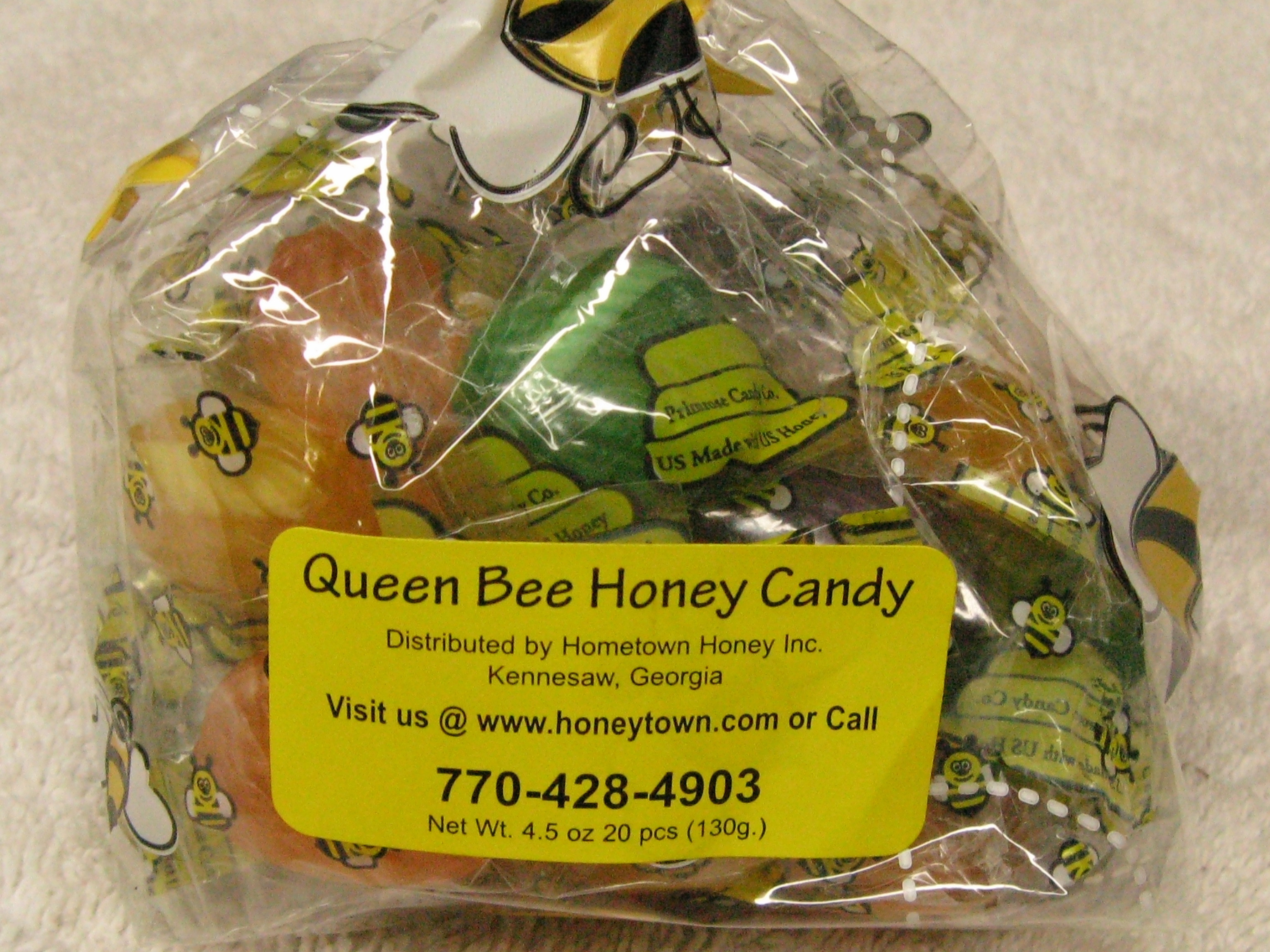 Queen Bee Honey Candy- 20pc per bag 4.5oz. hth012
