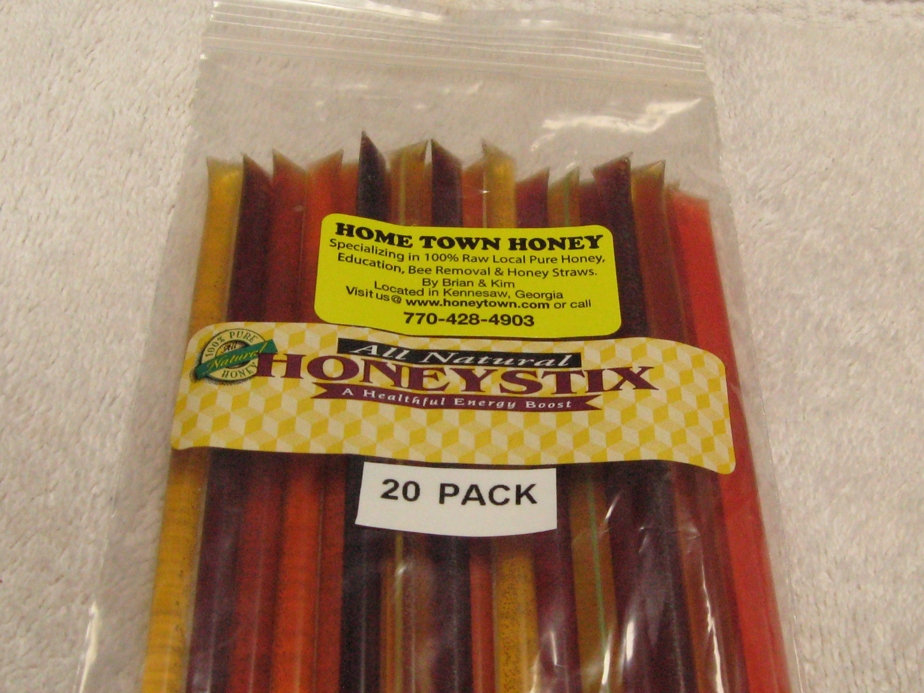 Variety Pack of Honey Straws- 20 Straws. hth018