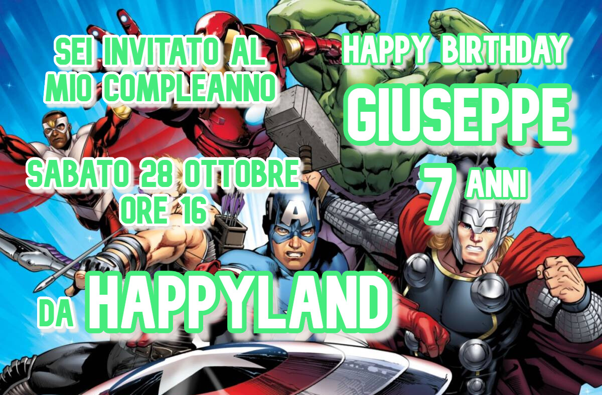 Biglietti Inviti Digitali Personalizzati Avengers