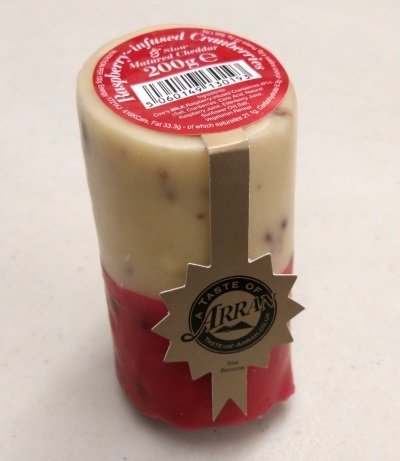 Arran Cheddar Cheese with Raspberry Infused Cranberries 200g CheeseRasp